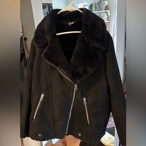 Women's Black Faux Fur Collar Jacket